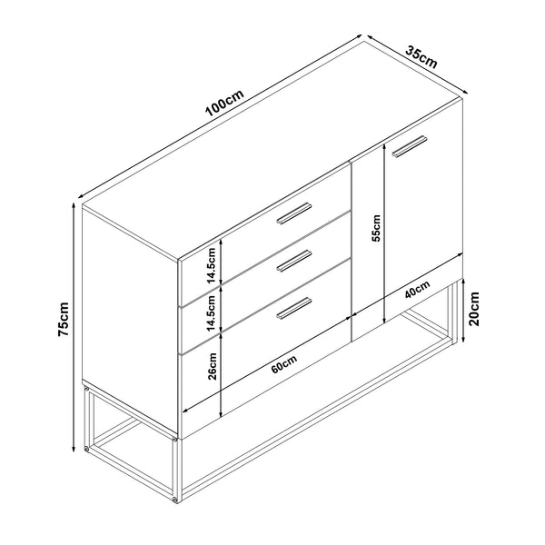 Sideboard Lavangen commode 75x100x35 cm [en.casa]