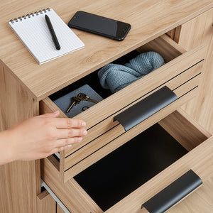 Dressoir Noppen eikenkleurig en zwart [en.casa]