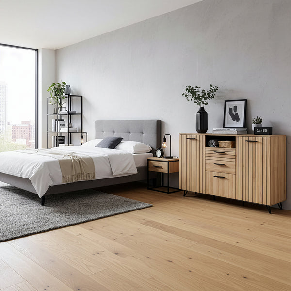 Dressoir Noppen eikenkleurig en zwart [en.casa]