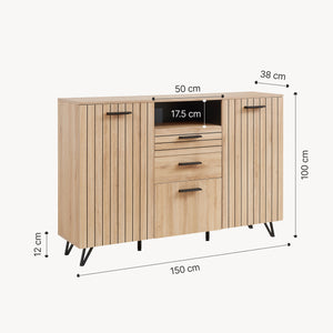 Dressoir Noppen eikenkleurig en zwart [en.casa]