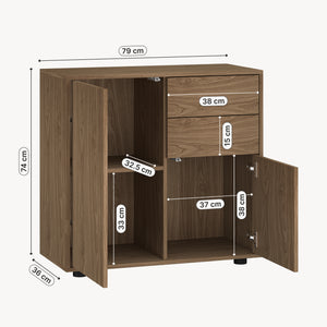 Commode Paarl 74 x 79 x 36 cm avec 2 portes [en.casa]