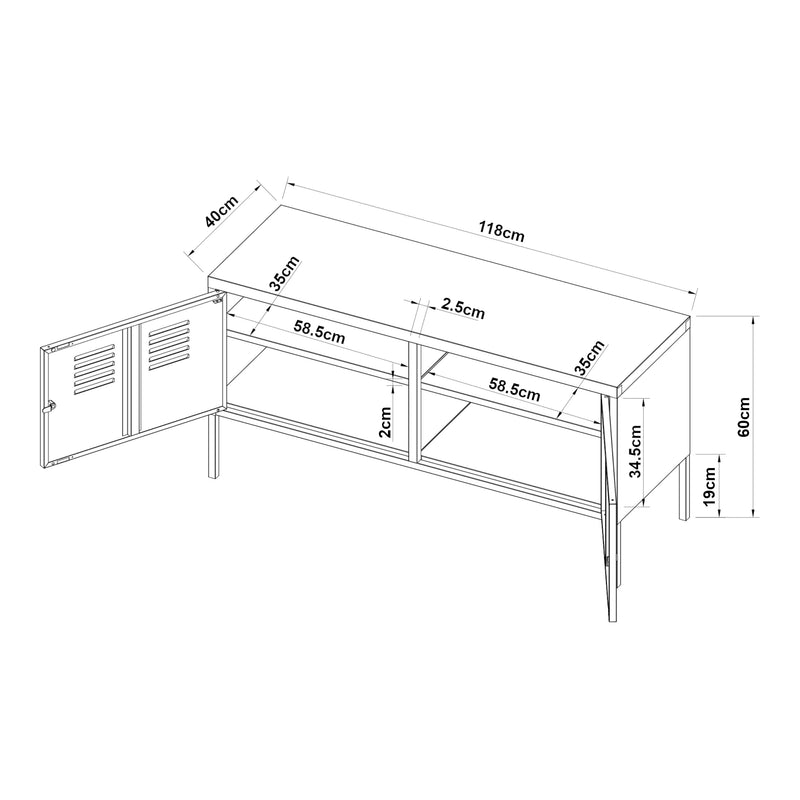 Maatschets Commode Pyhtää 118x40x60 cm staal [en.casa]