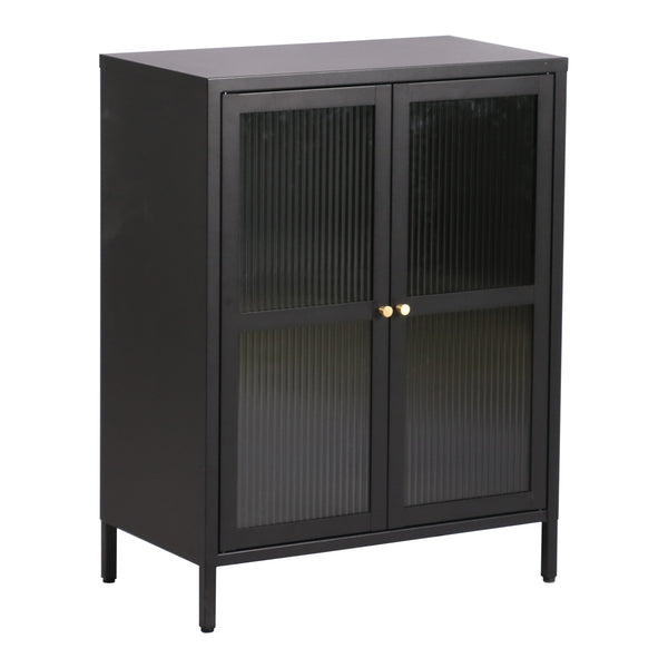 Buffet Säkylä acier verre strié 84 x 64 x 35 cm [en.casa]

