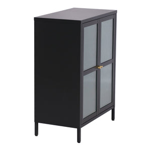 Buffet Säkylä acier verre strié 84 x 64 x 35 cm [en.casa]
