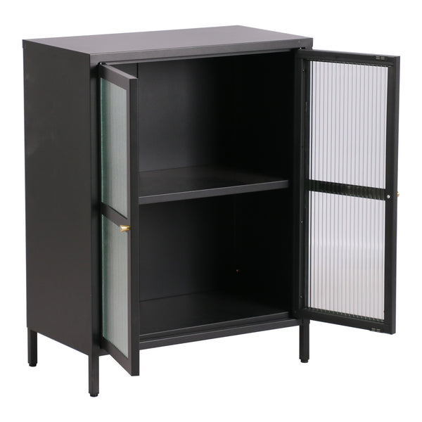 Buffet Säkylä acier verre strié 84 x 64 x 35 cm [en.casa]
