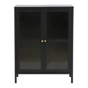 Buffet Säkylä acier verre strié 84 x 64 x 35 cm [en.casa]
