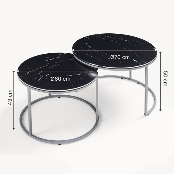 Set de 2 tables d'appoint Skagen rondes gigognes [en.casa]