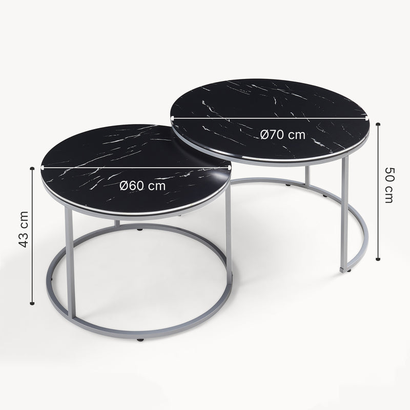 Maatschets [en.casa] Salontafel Skagen set van 2 rond - 3 varianten