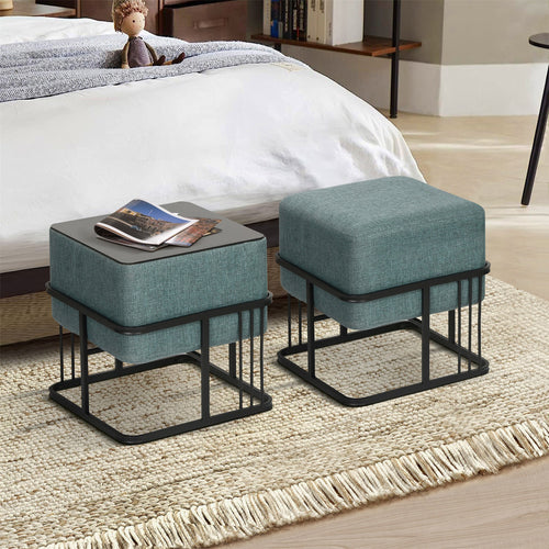 Lot de 2 poufs empilables Tas multifonctionnel [en.casa]