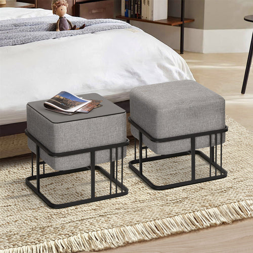 Lot de 2 poufs empilables Tas multifonctionnel [en.casa]