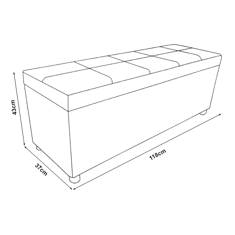 Croquis coté Banc de rangement Bukit 118 x 37 x 43 cm [en.casa]