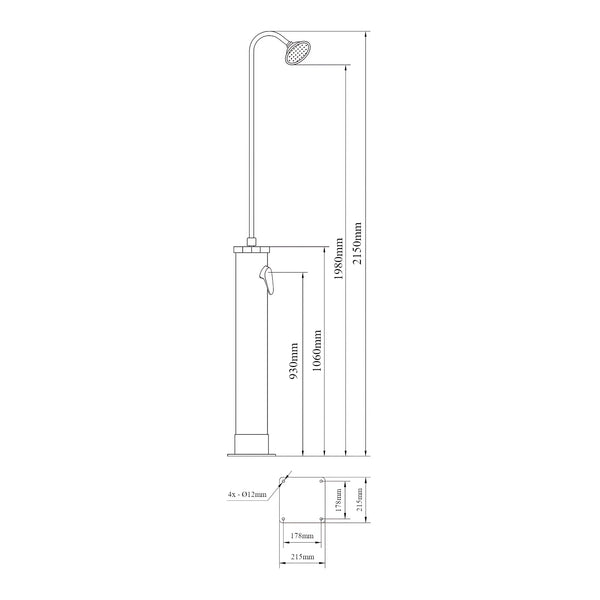 Buitendouche Ampend solardouche met watertank zwart casa.pro