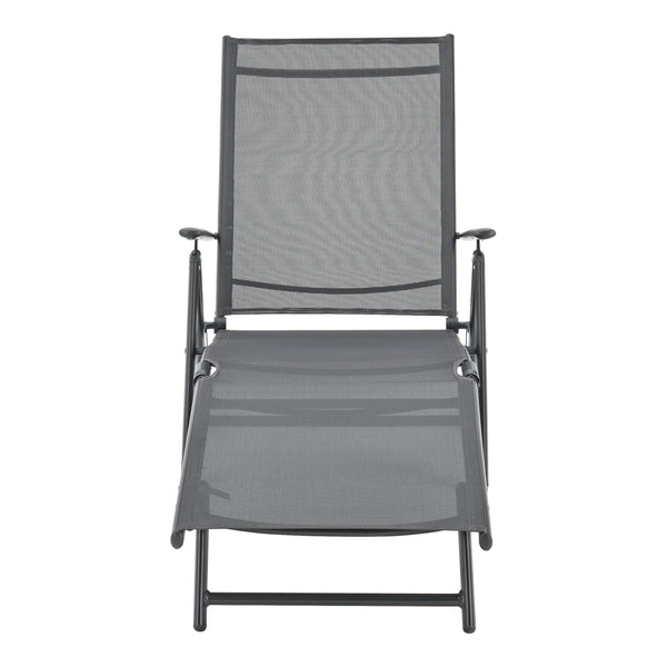 Transat Alborea Inclinable 160° Bain de Soleil avec Accoudoirs 150 x 65 x 86 cm [en.casa]