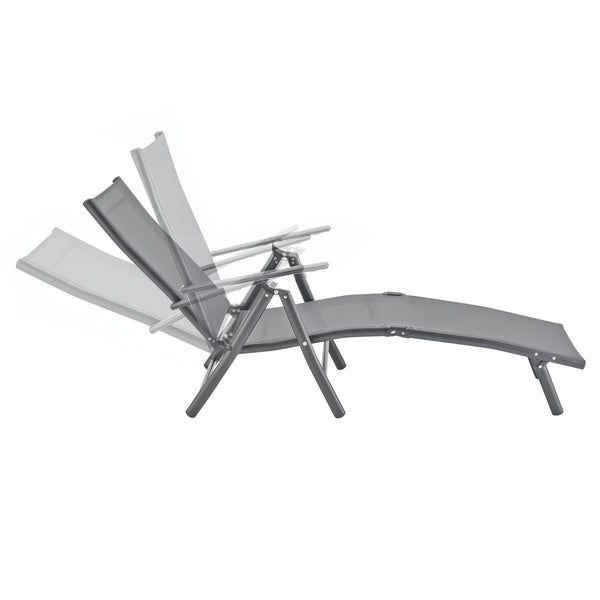Transat Alborea Inclinable 160° Bain de Soleil avec Accoudoirs 150 x 65 x 86 cm [en.casa]