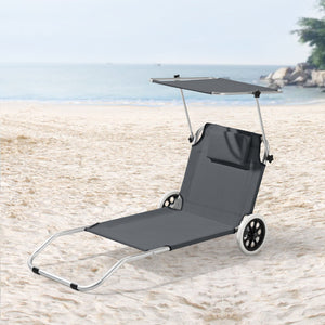 Ligbed Lazkano inklapbaar met luifel en wielen 150x62x14 cm - 2 kleuren