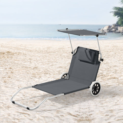 Ligbed Lazkano inklapbaar met luifel en wielen 150x62x14 cm - 2 kleuren