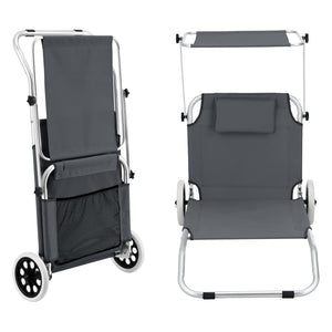 Ligbed Lazkano inklapbaar met luifel en wielen 150x62x14 cm - 2 kleuren