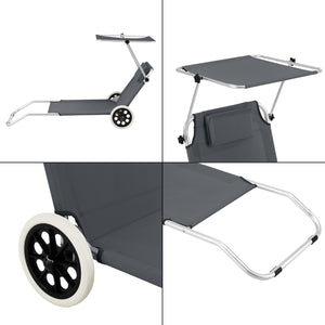 Ligbed Lazkano inklapbaar met luifel en wielen 150x62x14 cm - 2 kleuren