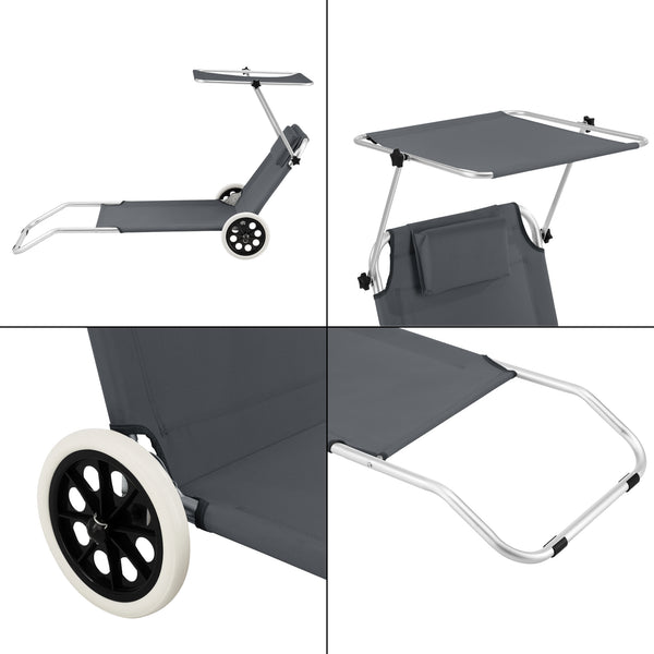 Ligbed Lazkano inklapbaar met luifel en wielen 150x62x14 cm - 2 kleuren