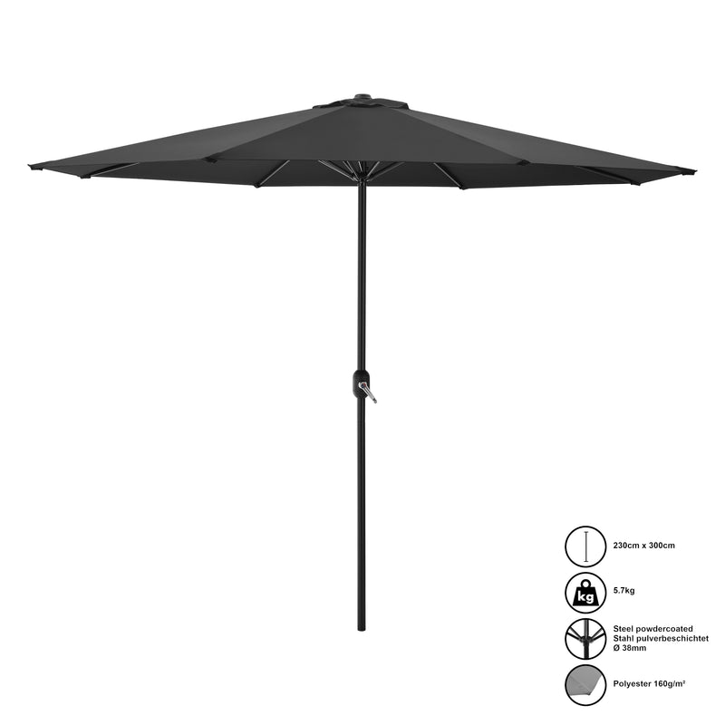Croquis coté Parasol de Jardin Budapest Imperméable Polyester Acier 300 x 230 cm [casa.pro]