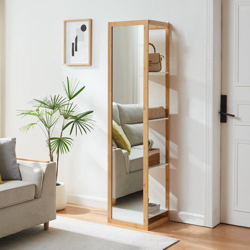 Spiegelregal As 170x40x35 cm Bamboe [en.casa] - premiumXL