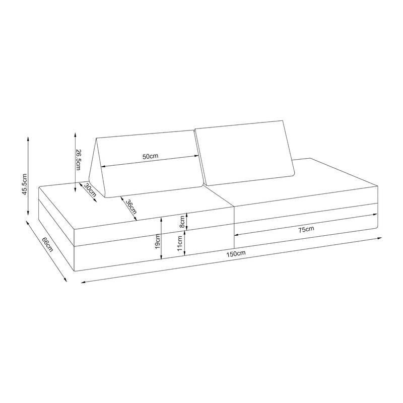 Croquis coté Canapé de jeu de 5 pièces Norhulta velours côtelé [en.casa]