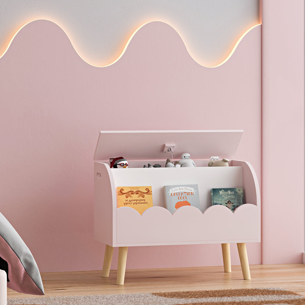 Coffre à jouets Vestnes 60x30x44 cm Cotton Candy/Blanc [en.casa] - premiumXL