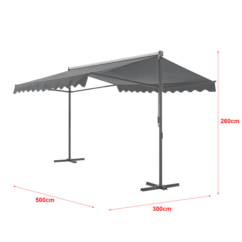 Croquis coté Store banne autoportant Selenizza à double pente [pro.tec]
