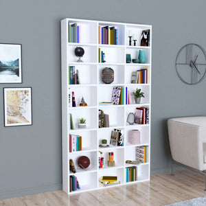 Bibliothèque Askvoll avec 24 étagères panneau de particules 178 x 102 x 16 cm blanc [en.casa]