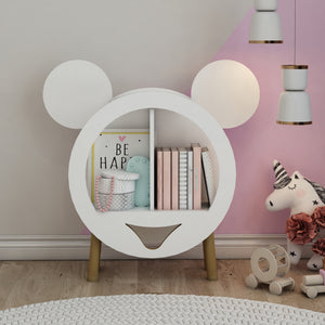 Biblothèque Langå pour enfant forme souris 68 x 59 x 21,6 cm blanc [en.casa]