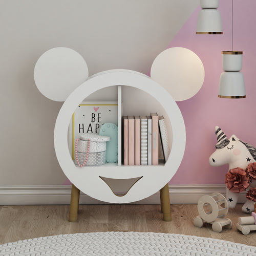 Biblothèque Langå pour enfant forme souris 68 x 59 x 21,6 cm blanc [en.casa]