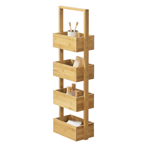 Badregal Bardu met 4 opbergvakken 28x16x88cm bamboe [en.casa] - premiumXL