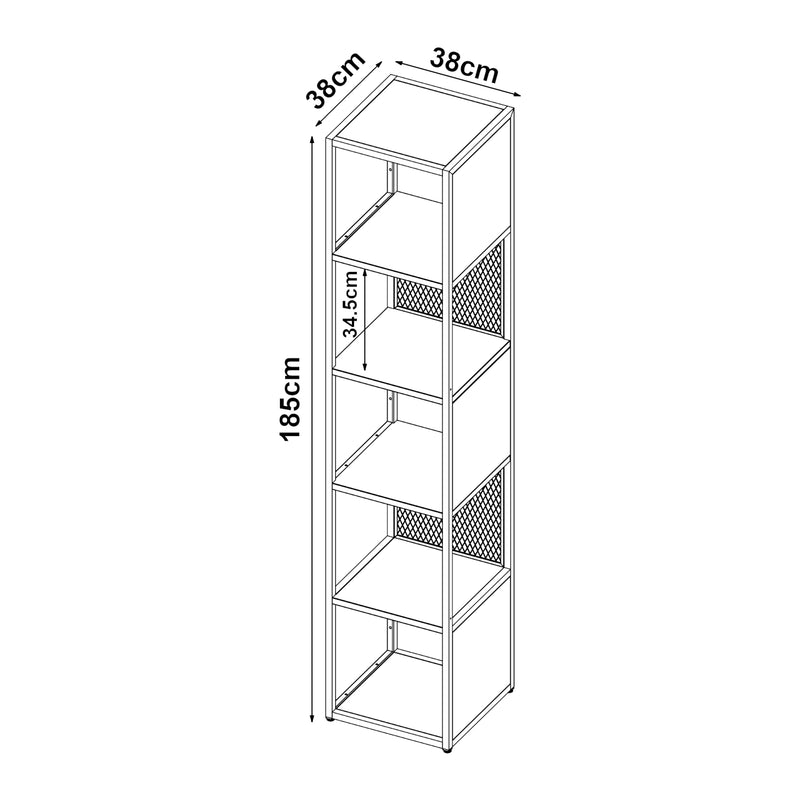 Maatschets Boekenkast Finspång met 5 vakken 185x38x38 cm [en.casa]