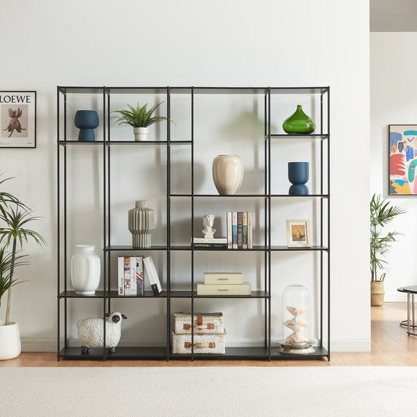 Boekenkast Rælingen open kast zwart [en.casa]