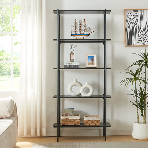 Boekenkast Samnanger open kast zwart [en.casa]
