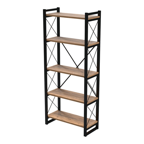 [en.casa] Boekenkast Skørping met planken houtkleurig en zwart - 3 varianten