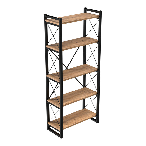 [en.casa] Boekenkast Skørping met planken houtkleurig en zwart - 3 varianten