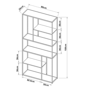 Boekenkast Vehmaa schap staal zwart mat [en.casa]