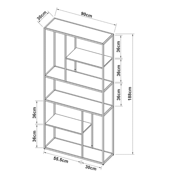 Boekenkast Vehmaa schap staal zwart mat [en.casa]