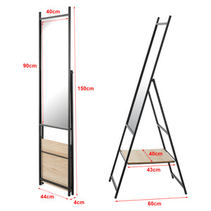 Miroir sur pied Chamois 150 x 44 x 60 cm noir effet chêne [en.casa]