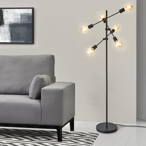 Lampadaire Craigavon 6 x E27 hauteur 154 cm noir [lux.pro].