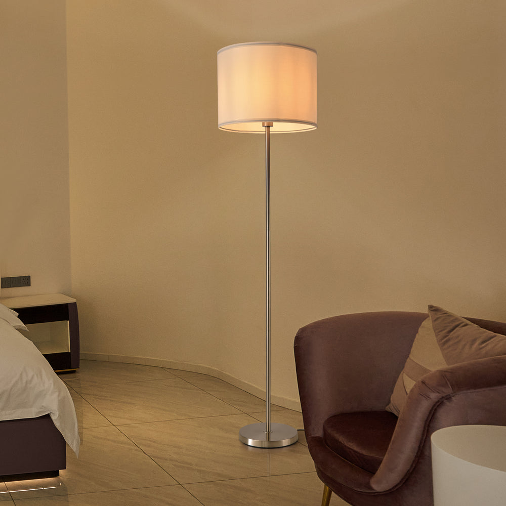 Lampadaire Tamworth E27 argent textile [lux.pro] - premiumXL