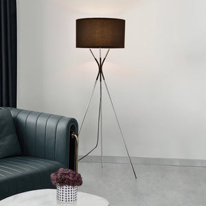 Lampadaire Athlone E27 métal textile hauteur 145 cm argent noir [lux.pro]