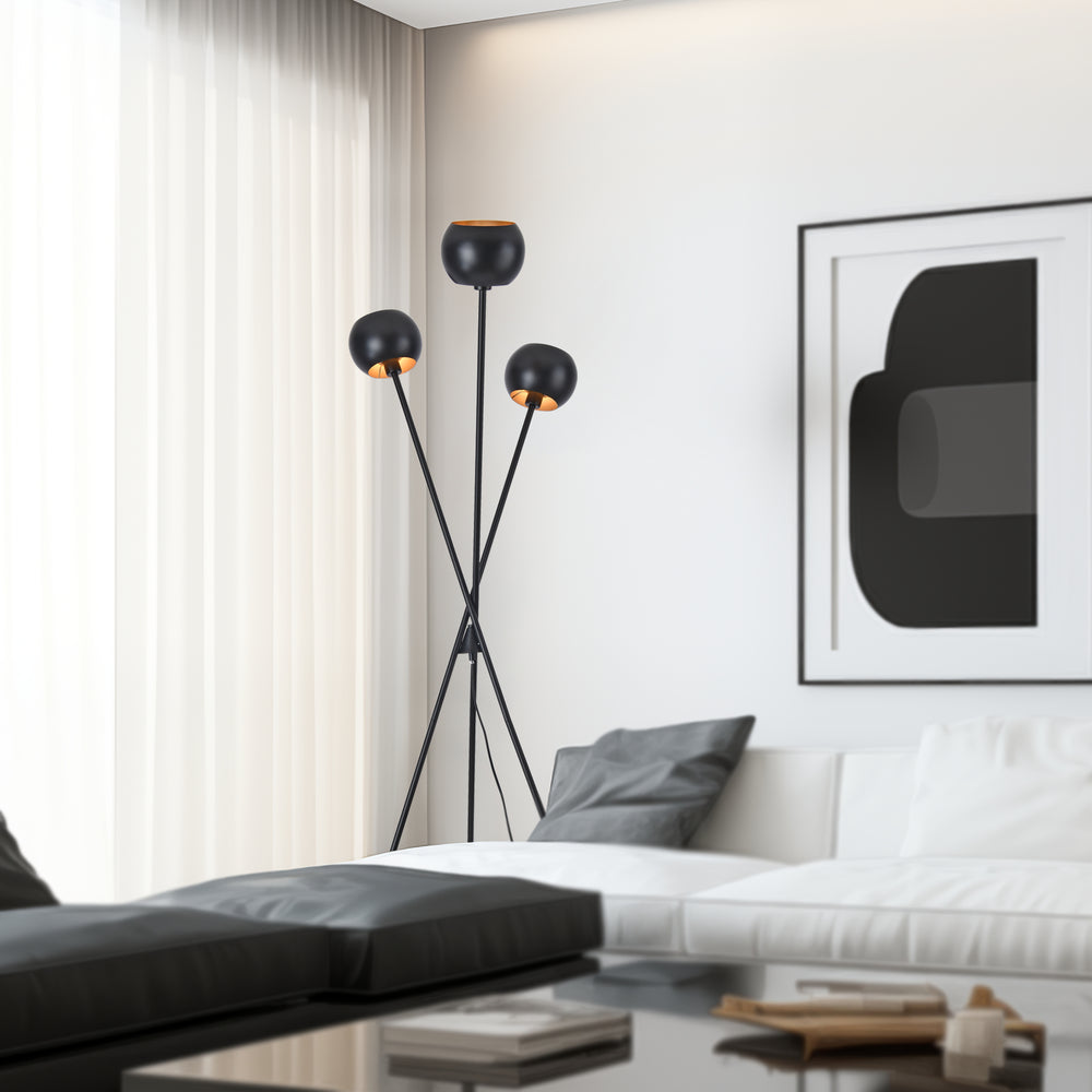 Lampadaire Nykvarn 3 lumières Noir / Doré [lux.pro] - premiumXL