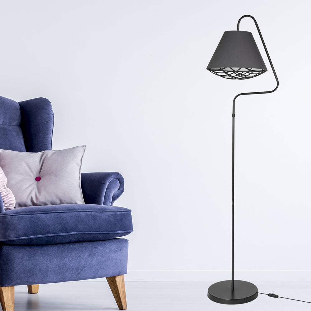 Staande lamp Gateshead E27 Metaal Textiel Zwart / Grijs [lux.pro] - premiumXL