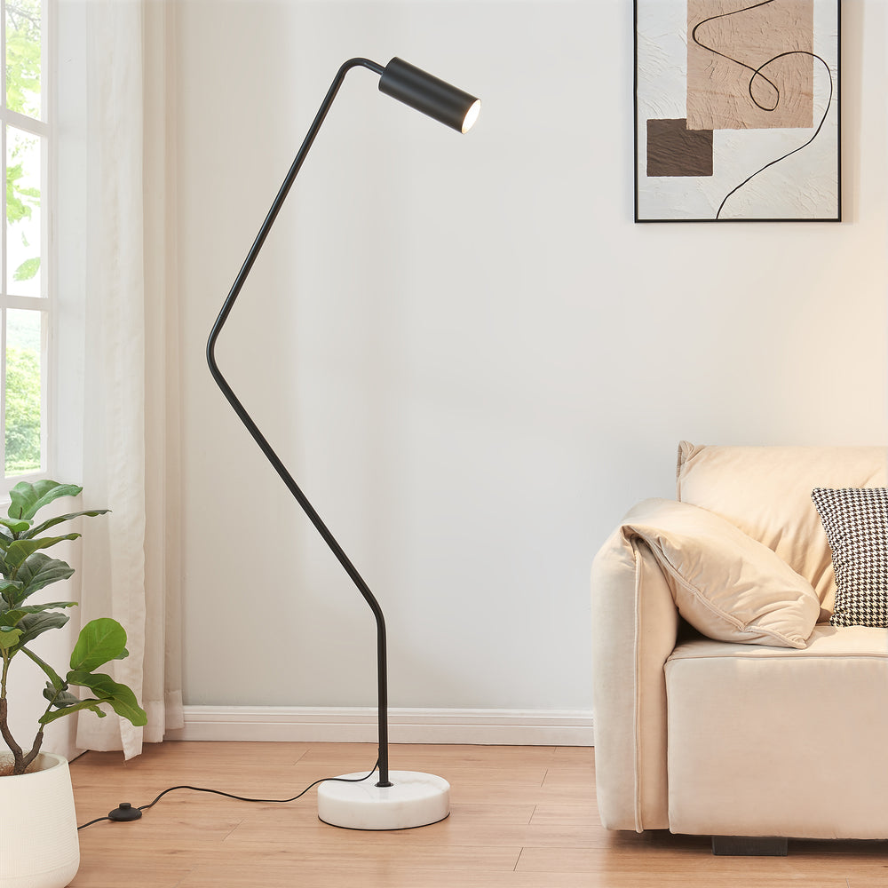Staande lamp Vatka GU10 Metaal Zwart / Marmer, wit [lux.pro] - premiumXL