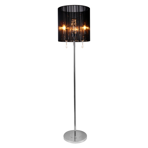Staande lamp Fabrica 167xØ40 cm chroom en zwart 3xE14