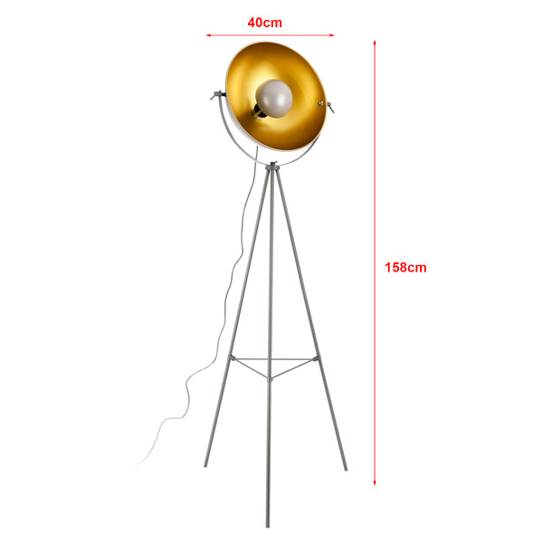 Lampadaire Trépied Angers E27 Métal Hauteur 158 cm Laiton [lux.pro]
