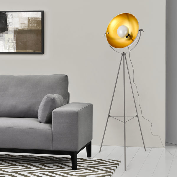 Lampadaire Trépied Angers E27 Métal Hauteur 158 cm Laiton [lux.pro]