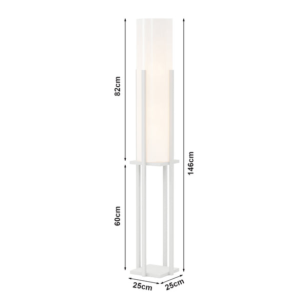 Lampadaire Gisborne avec 1 étagère 146 x 25 x 25 cm E27 lux.pro